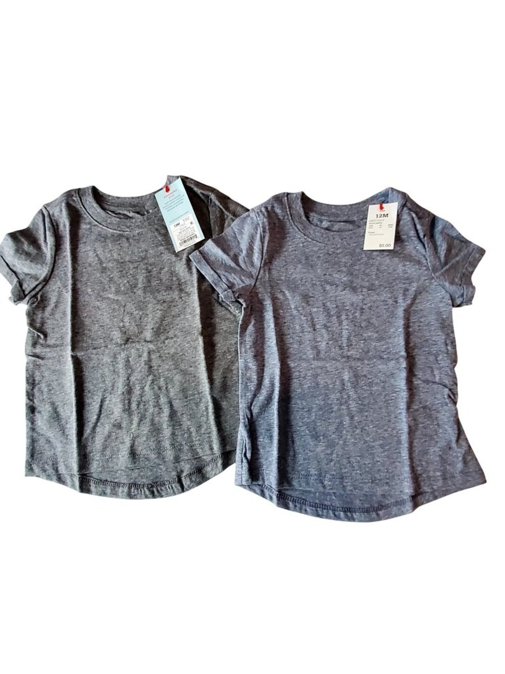 Cat & Jack Toddler Girls 2-Pack Short Sleeve T-Shirts 12M Gray & Heather Gray
